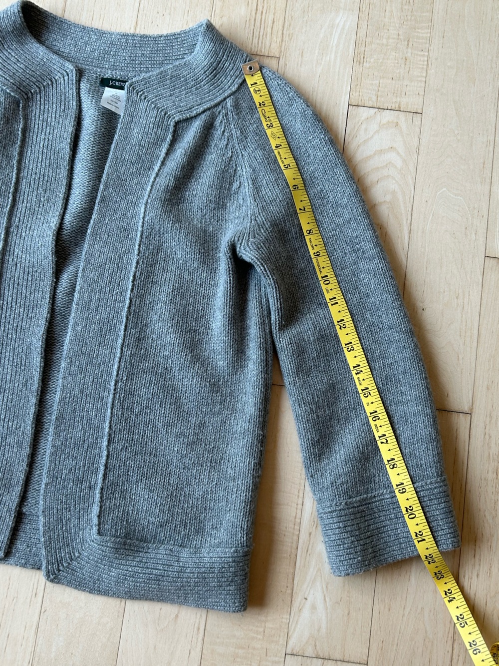 J. Crew Open Front Chunky Ribbed Cardigan Wool/Cashmere Heather Gray Medium - Picture 7 of 14